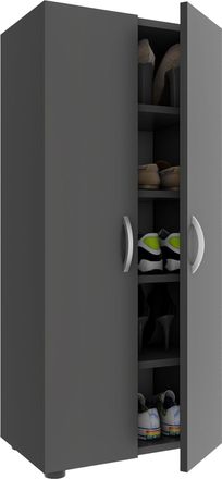ebuy24 Gabinete De Zapatos De Madera Vcm Dimensiones: Al. 108 X An. 49 X P. 30 Cm Armario Multiusos 5 Compartimentos 2 Puertas Giratorias - Ulas (antracita)