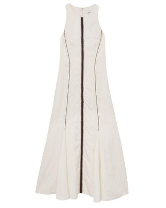 Reiss Inaya Craft Stitched Linen-Blend Dress