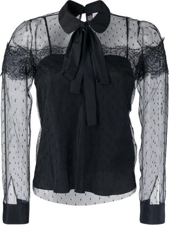 Red Valentino point desprit tulle blouse - women - Polyester/Polyamide - 44 - Black