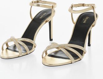 Celine Laminated Leather Sandals with Rhinestones 9cm Celine