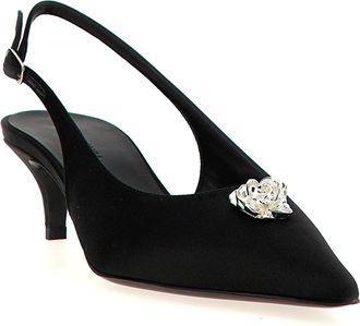 Magda Butrym Womens Silk Slingback With Rosette Detail Pumps Black