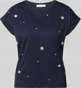 Christian Berg T-Shirt mit Ziersteinbesatz und Rundhalsausschnitt in Dunkelblau, Gr&ouml;&szlig;e XXL