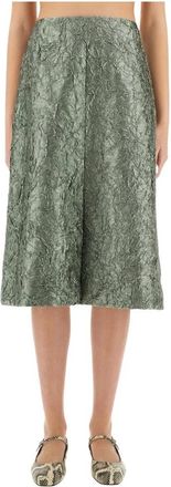 Dries Van Noten Textured A-Line Midi Rok - Dames - Midirokken - Groen - S - Rokken