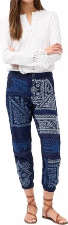 Johnny Was Bandana Embroidered Pant In Blue Night