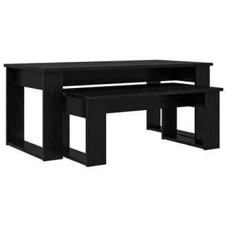 vidaXL Juego De Mesas De Centro 2 Pcs Roble Negro Madera De Ingenier&iacute;a Vidaxl