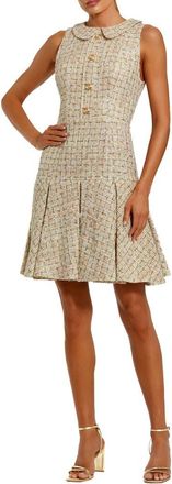 Mac Duggal Sleeveless Boucle Mini Dress with Soft Pleats in Gold Multi at Nordstrom, Size 10