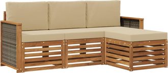 vidaXL Conjunto De Sof&aacute;s De Exterior 4 Uds. Natural Y Beige Vidaxl