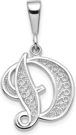 Diamond2Deal 10k White Gold Filigree Initial D Pendant