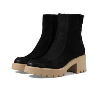 Dolce Vita Womens Dolce Vita Henla Boots Black Leather Block Heel Ankle Bootie RHS6621