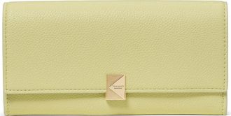 Kate Spade New York deco large pebbled leather flat wallet in Pale Citron at Nordstrom