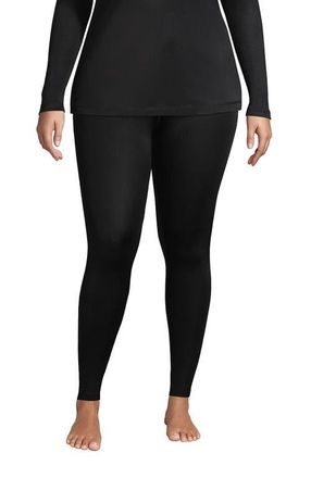Lands End Silk Interlock Long Underwear Leggings Pants in Black at Nordstrom, Size 1X
