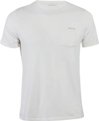 Prada Katoenen T-shirt met ronde hals - Wit