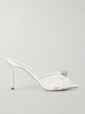 Aquazzura Mule In Chiffon Con Decorazione Mystery 105 - Bianco