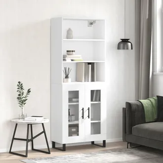 vidaXL Aparador Alto Madera Contrachapada Blanco 69,5x34x180 Cm Vidaxl