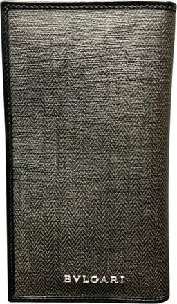 Bulgari Weekend Gray Pvc Leather Long Wallet (Bi-Fold) (Pre-Owned)