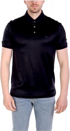 Emporio Armani ASV Lyocell-blend jersey polo shirt - Heren - Polos - Blauw - 2XL - Katoen - Tops