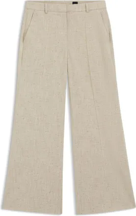 BOSS Cropped flared-fit pants in a slub weave