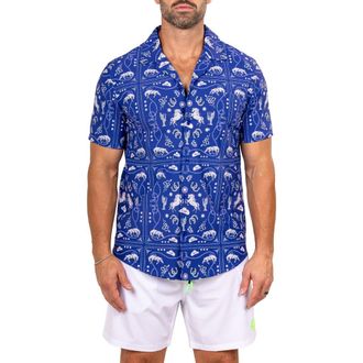 Maceoo Marthy Blue Camp Shirt at Nordstrom, Size 4
