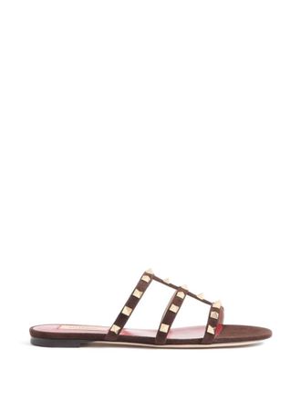 Valentino Garavani Brown Rockstud Flats