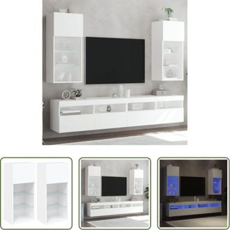 vidaXL Luci LED - Mobili Porta TV con Luci LED 2 pz Bianchi 40,5x30x90 cm
