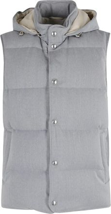Eleventy Gilet trapuntato con cappuccio - Grigio