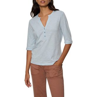 Sanctuary Rolled Sleeve V-Neck T-Shirt in Blue Aura at Nordstrom, Size X-Large