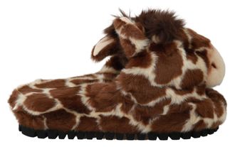 Dolce & Gabbana Bruine Giraffe Slippers Flats Sandalen Schoenen
