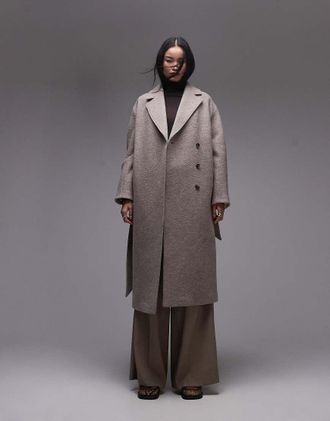 & Other Stories belted wool coat in mole-Neutral