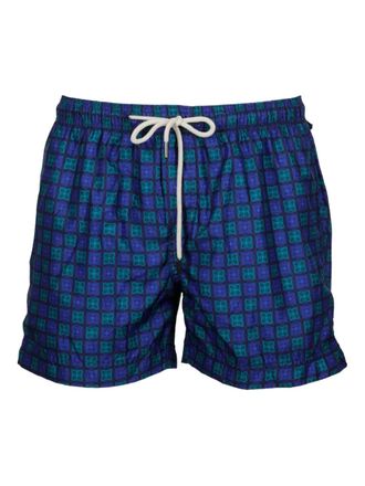 Peninsula geometric-pattern swim shorts - men - Polyester - S - Blue