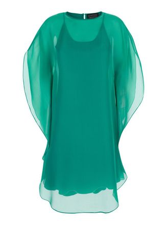 Gianluca Capannolo Iris Green Sleeveless Dress With Semi-Transparent Design In Silk Woman