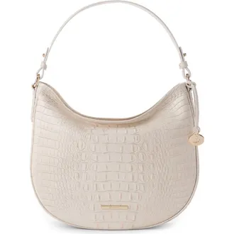 Brahmin Small Kathleen Croc Embossed Leather Shoulder Bag in Ivory at Nordstrom