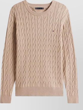 Tommy Hilfiger cable knit crew sweater with ribbed cuffs and hem