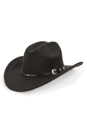 Tasha Western Cowboy Hat with Stud Leather Band in Black at Nordstrom