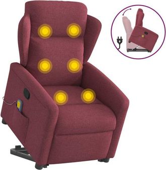 vidaXL Vidaxl - Sill&oacute;n Reclinable De Masaje Elevable Tela Rojo Tinto