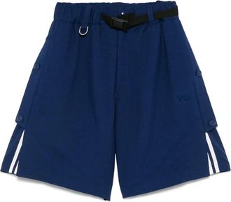 Yohji Yamamoto Shorts Uniform con dettaglio a 3 righe - Blu