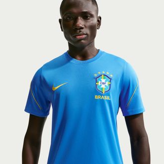 Nike Brazil Strike Nike Mens Soccer Dri-FIT Short-Sleeve Top in Blue | IB4964-435