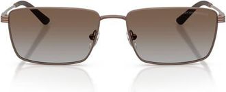 Emporio Armani 57mm Rectangular Sunglasses in Matte Bronze /Grey Brown at Nordstrom