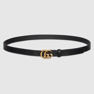 Gucci GG Marmont Thin Belt, Black, Leather