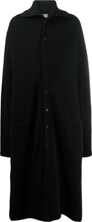Yohji Yamamoto fine-knit ankle-length coat - men - Nylon/Cotton/Wool - 1 - Black