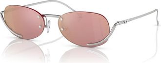 Diesel Mirrored Pink Ovalen Zonnebril - unisex - Zonnebrillen - Grijs - 53 MM - Accessoires