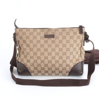 Gucci Brown Canvas Leather Shoulder Bag (Pre-Owned)