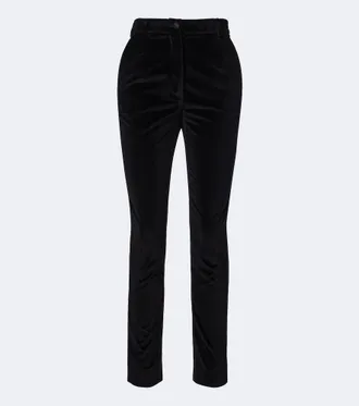 Dolce & Gabbana Cotton and silk-blend velvet slim pants