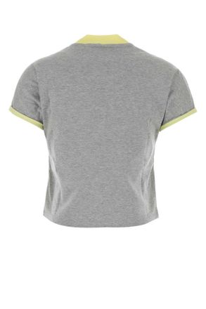 Versace 2ez10lightgreymelangepaleyellow Exterior: Cotton T-Shirt T-shirts And Polos