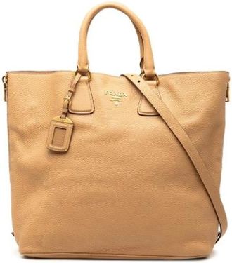 Prada Pre-owned Tote Bags, female, Brown, Size: ONE SIZE Pre-owned Leather Tote Bag