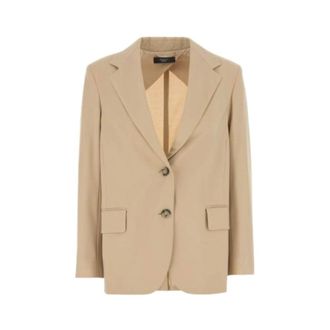 Max Mara Straight Line Blazer in Sand Jersey - female - Weekend Max Mara - Blazers - Beige - L - Jackets