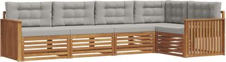 vidaXL Conjunto De Sof&aacute;s De Exterior 5 Uds. Gris Natural Y Claro Vidaxl
