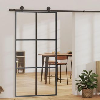 vidaXL Vidaxl - Puerta Corredera Con Herrajes Esg Vidrio Y Aluminio 102x205 Cm