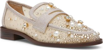 Betsey Johnson Maren Crystal Loafer in Light Gold at Nordstrom, Size 7.5