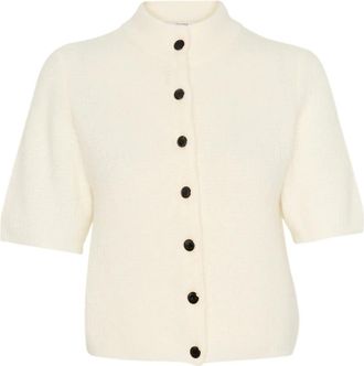 Gestuz Kort ivoorkleurig vest met hoge hals - Dames - Vesten - Beige - XL - Truien & Vesten