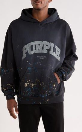 Purple Logo Print Cotton Fleece Hoodie in Black at Nordstrom Rack, Size Xx-Large